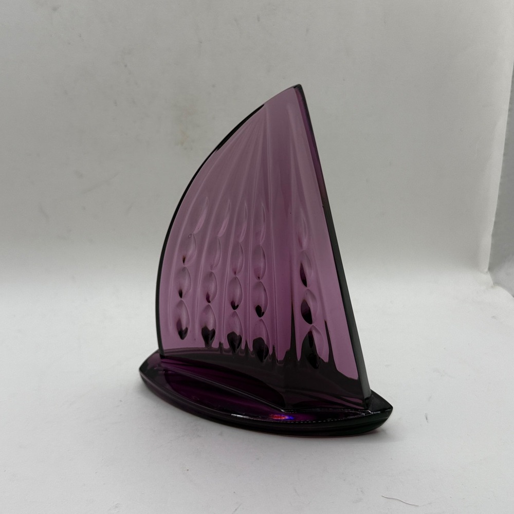 Waterford Ireland Art Glass Purple Crystal Sailboat Figurine Collectible Office - Picture 9 of 14
